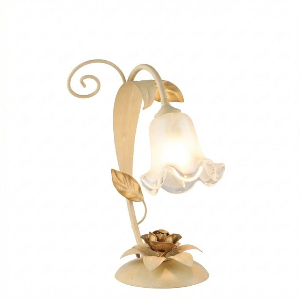 Lumetto Arte Povera Cesto Metallo Avorio E Oro 1 Luce E14
