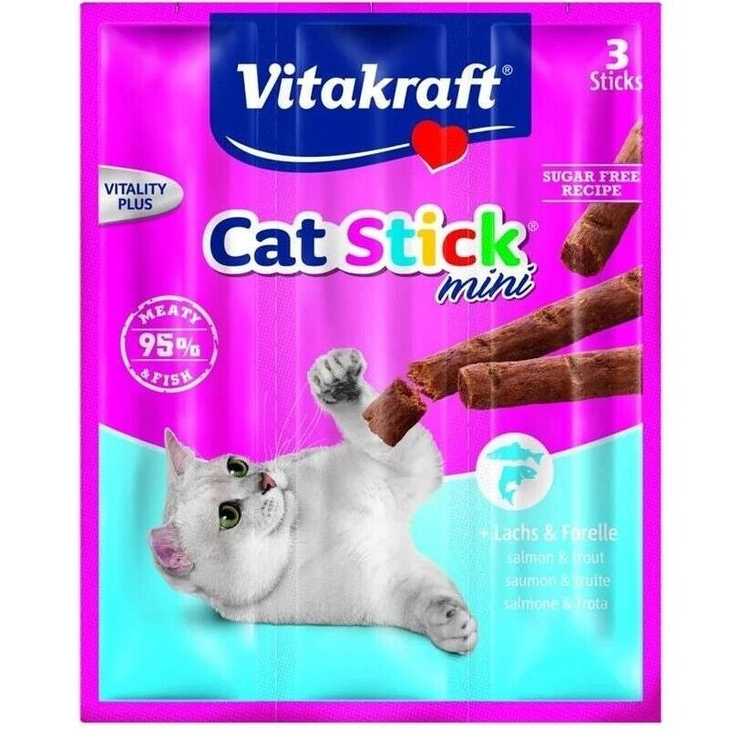 KIT 20 CONFEZIONI CAT MINI SNACK GATTO DA 3 STICK 18 GR SALMONE E TROTA