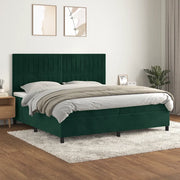 Giroletto a Molle con Materasso Verde Scuro 200x200 cm Velluto 3143166