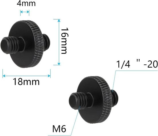 Adattatore di conversione da M6 a 1/4 pollici - 20 da lega di alluminio (2 pezzi)