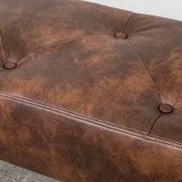 Panca Fondoletto e da Ingresso Imbottita con Rivestimento in PU, 114x38x42cm, Marrone