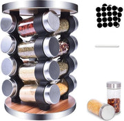Kruidencarrousel 16 contenitori girevoli per erbe standard per erbe organizzatore di spazio per la cucina etichette per organizzatore