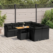 Set Divani da Giardino 9 pz con Cuscini Nero in Polyrattan 3326904