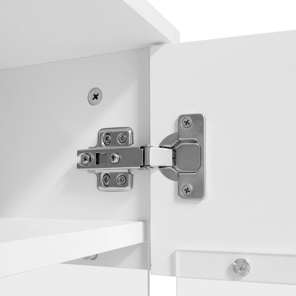 Mobile porta TV con LED 2 ante 1 cassetto e vano aperto per soggiorno in truciolare bianco lucido 160 × 39 × 45 cm