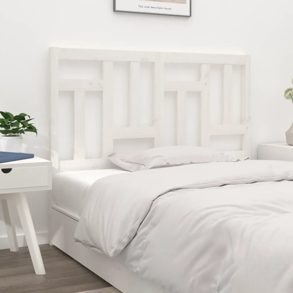 Testiera per Letto-Testata-Testiera Decorativa Bianca 125,5x4x100 cm Legno Massello di Pino 502636