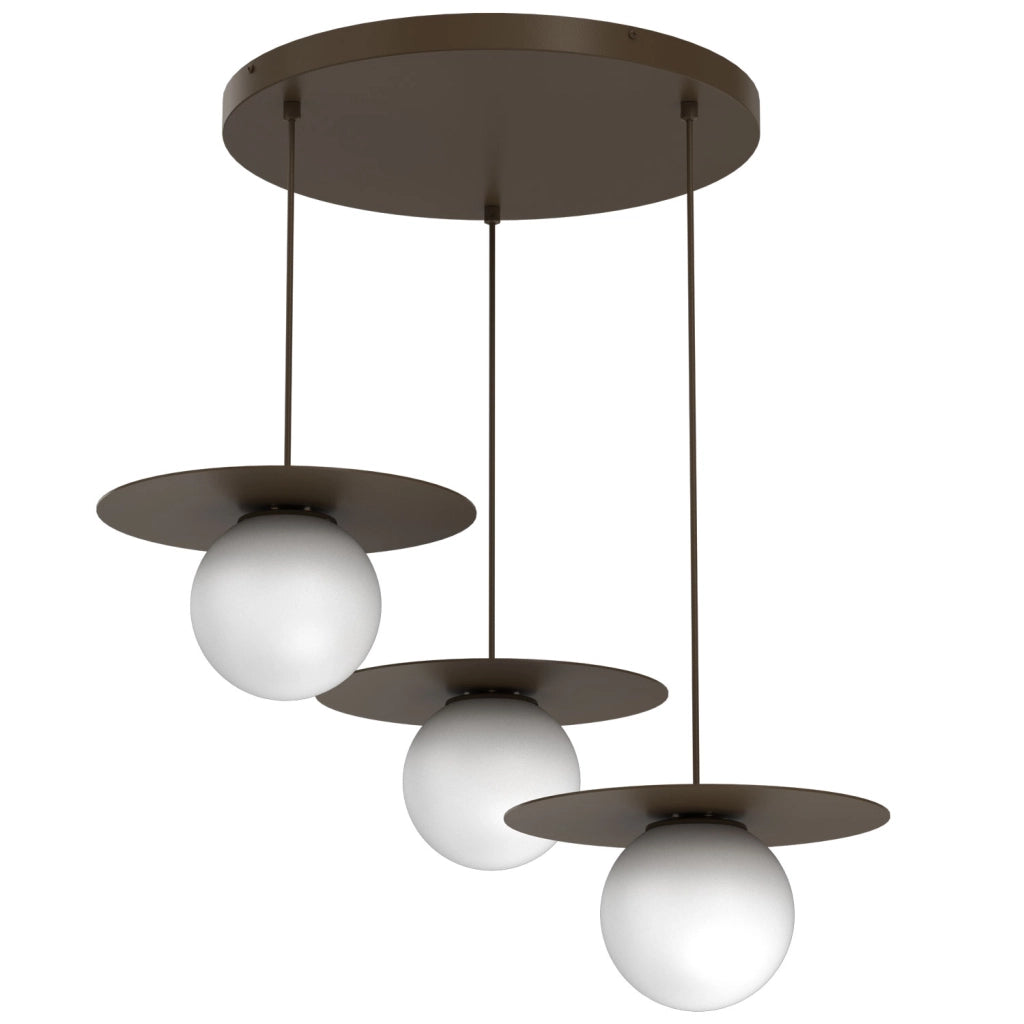 Lampada sospesa Flat 3xE27 marrone bianco Luminex