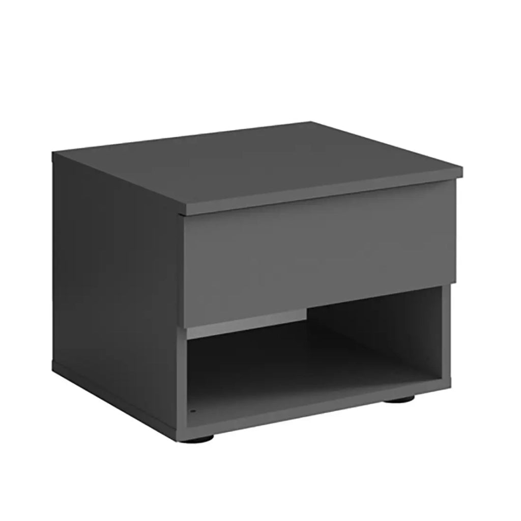 Set di 2 comodini - 1 ripiano e 1 cassetto - grigio grafite - Collezione NOFI