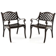 Set di 2 sedie da giardino in alluminio pressofuso, Sedie da pranzo in metallo con braccioli e sedute curve Bronzo Modello 1-Sedie da esterno