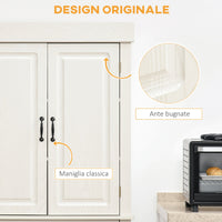 Credenza Alta 80x35x180 cm 2 Armadietti 1 Cassetto Bianco
