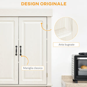Credenza Alta 80x35x180 cm 2 Armadietti 1 Cassetto Bianco