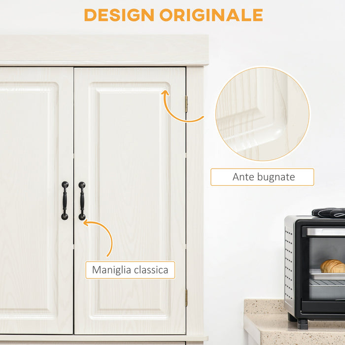Credenza Alta 80x35x180 cm 2 Armadietti 1 Cassetto Bianco