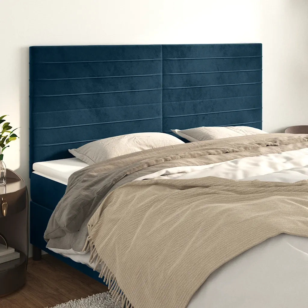 Testiera-Testata-Testiera Decorativa Blu Scuro 160x5x118/128 cm Velluto 727760