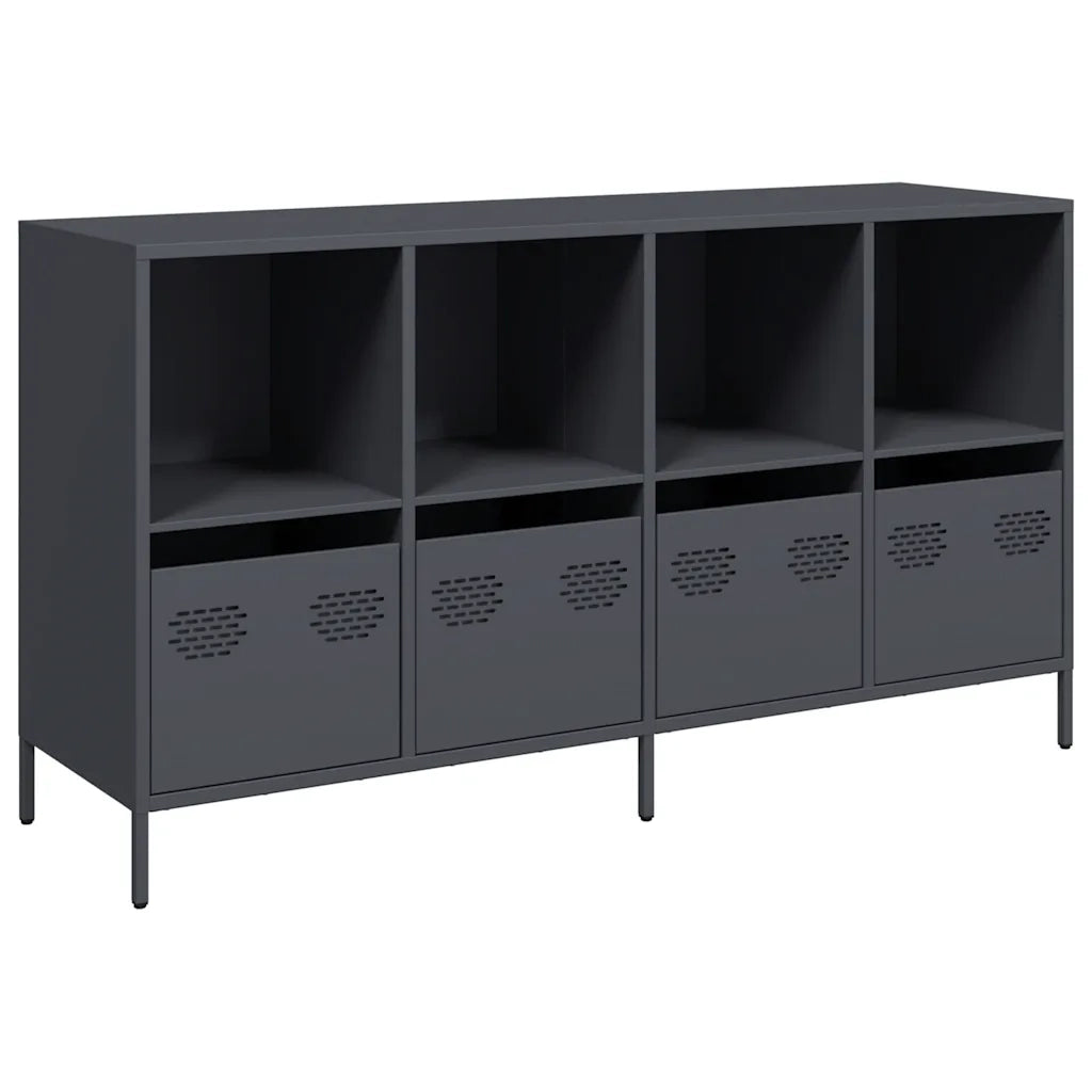 Credenza Antracite 135x39x73,5 cm in Acciaio Laminato a Freddo