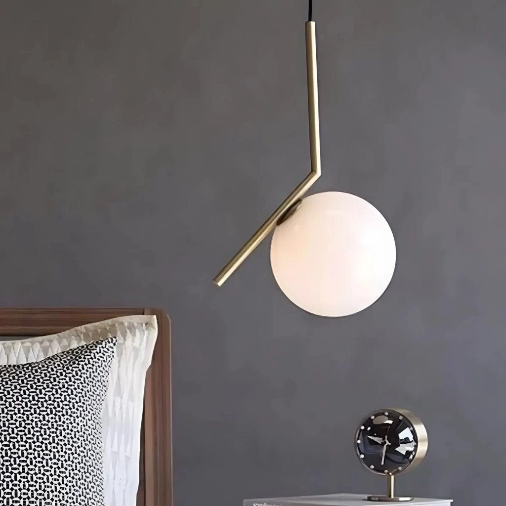 Lampada Da Soffitto Pensile Di Vetro Palla Oro Bianco Oro G106-1w Gold White