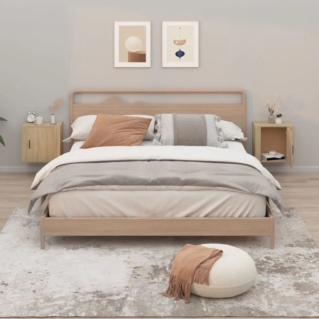 Set di 2 Comodini | Armadio da Notte | Mobiletto da notte a Muro Rovere Sonoma 50x30x47 cm