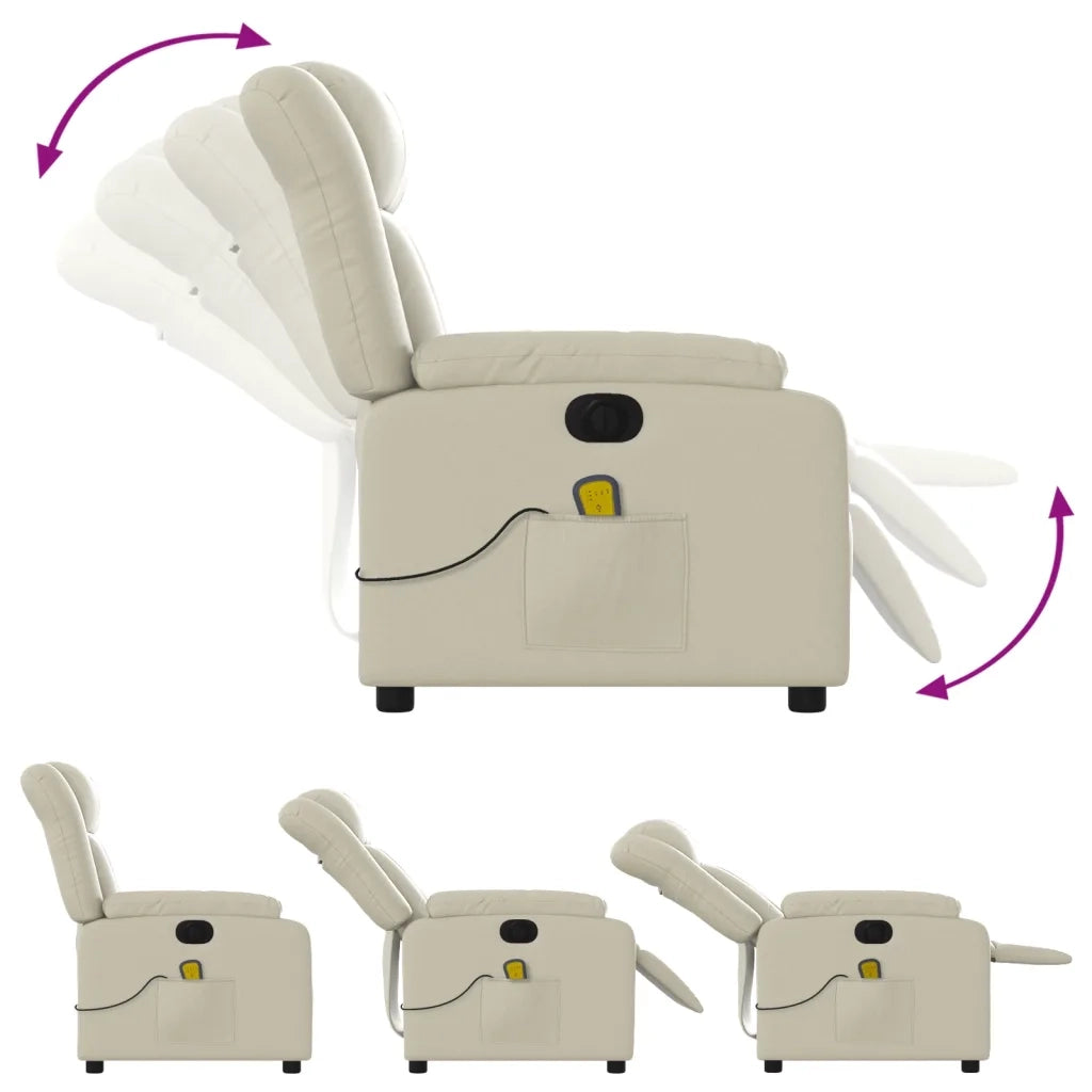 Poltrona Massaggiante | Sedia Relax Elettrica Reclinabile Crema Similpelle