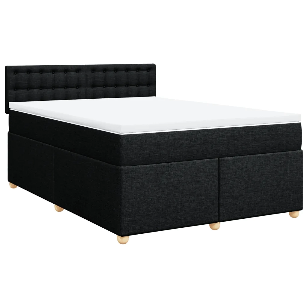 Giroletto a Molle con Materasso Nero 160x200 cm in Tessuto