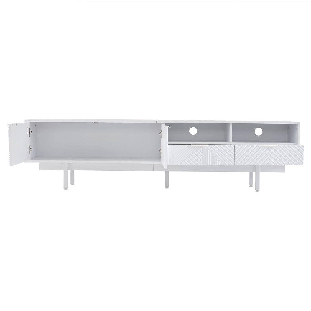 Mobile TV Moderno Bianco ¨C Xylo ¨C Legno, Ante, 200x40x51 cm, fino a 90 Pollici