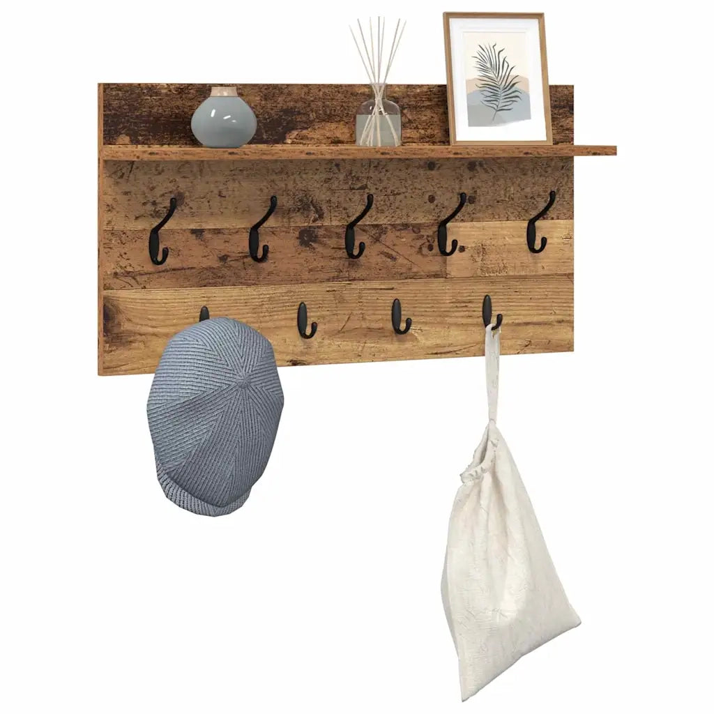 vidaXL Appendiabiti a muro Legno vecchio 80 x 40 x 12 cm
