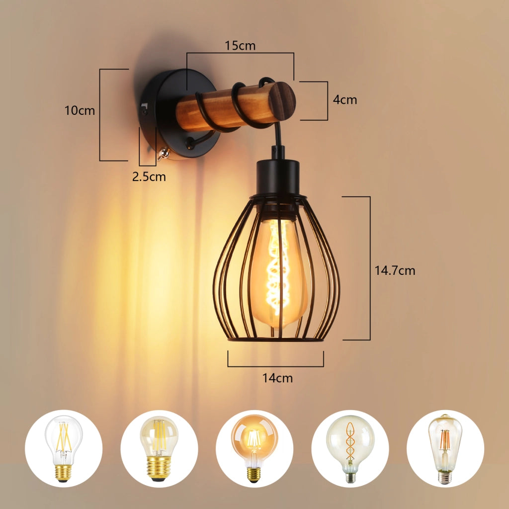 ZMH Applique industriale nera E27 15cm senza lampadina