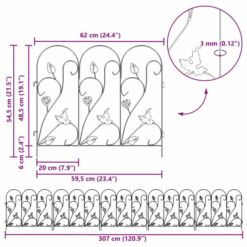 Recinzione per Giardino 5 pz Nero Acciaio CFW8545258