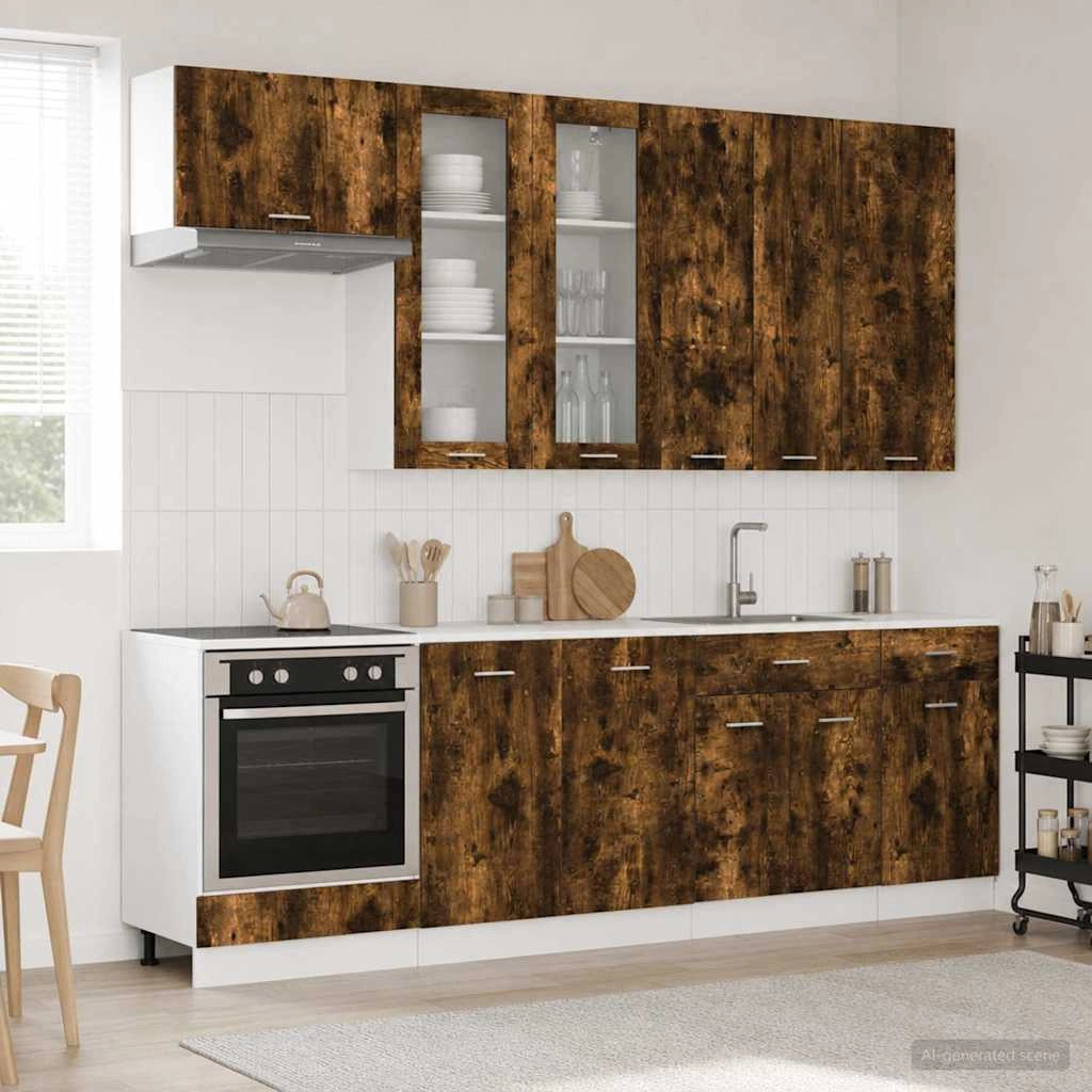 Unità Cucina LYON 8 pz Rovere Fumo Legno ingegnerizzato 3438215