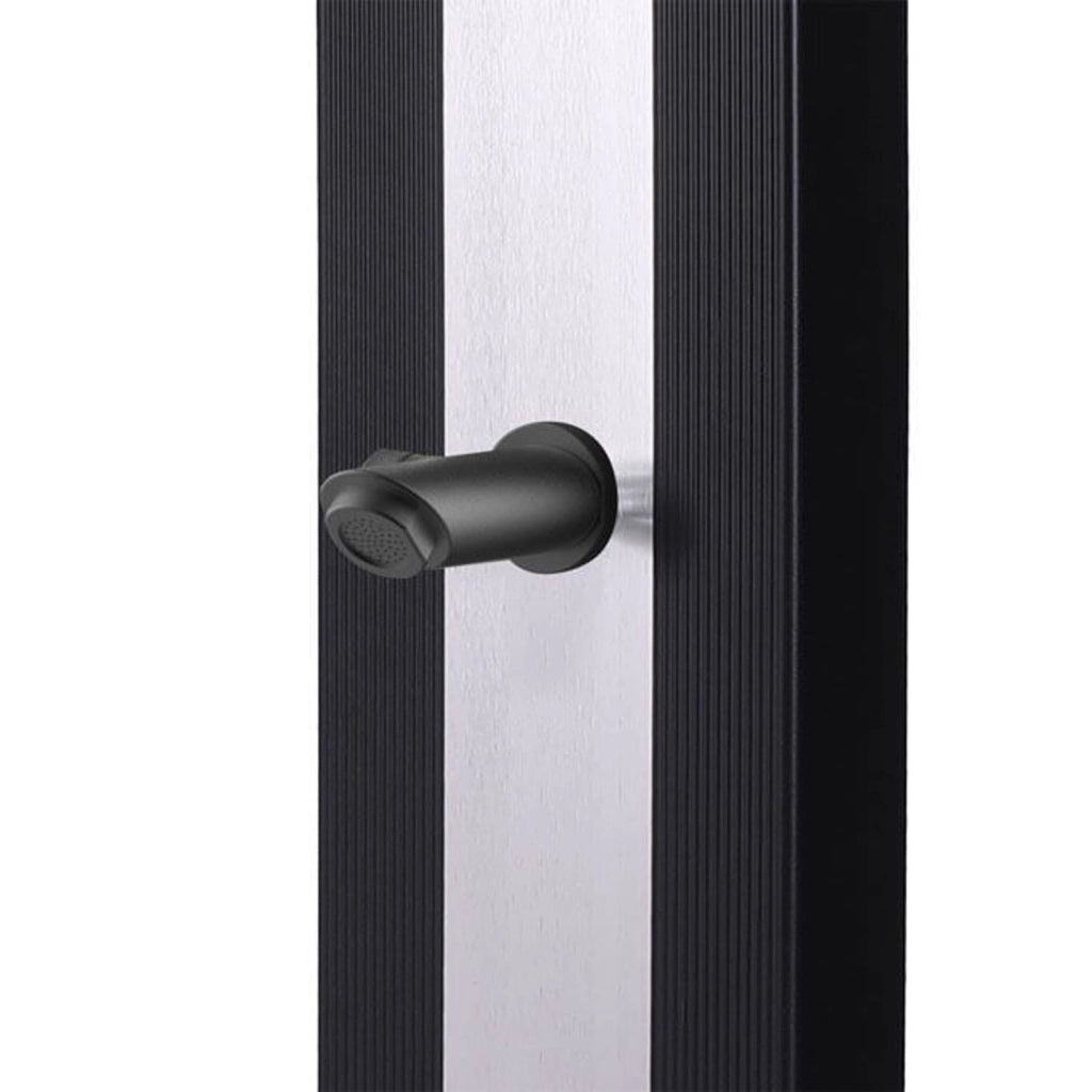 SINED Doccia Solare Nera In Alluminio con Fascia Centrale Inox Serbatoio 40 Litri Altezza 224 cm Miscelatore e Soffione Quadrato Modello Ella
