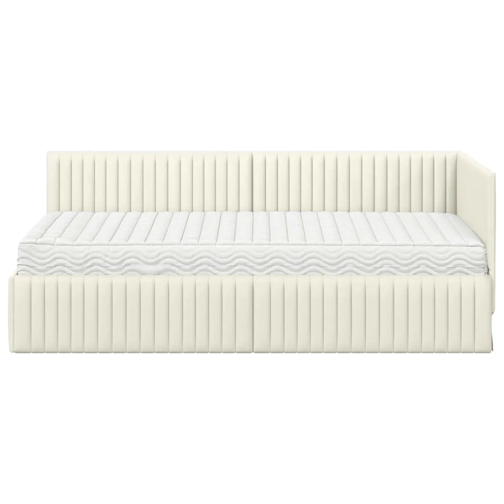 Struttura Letto Angolare con Materasso 2 pcs Crema Velluto 3393815