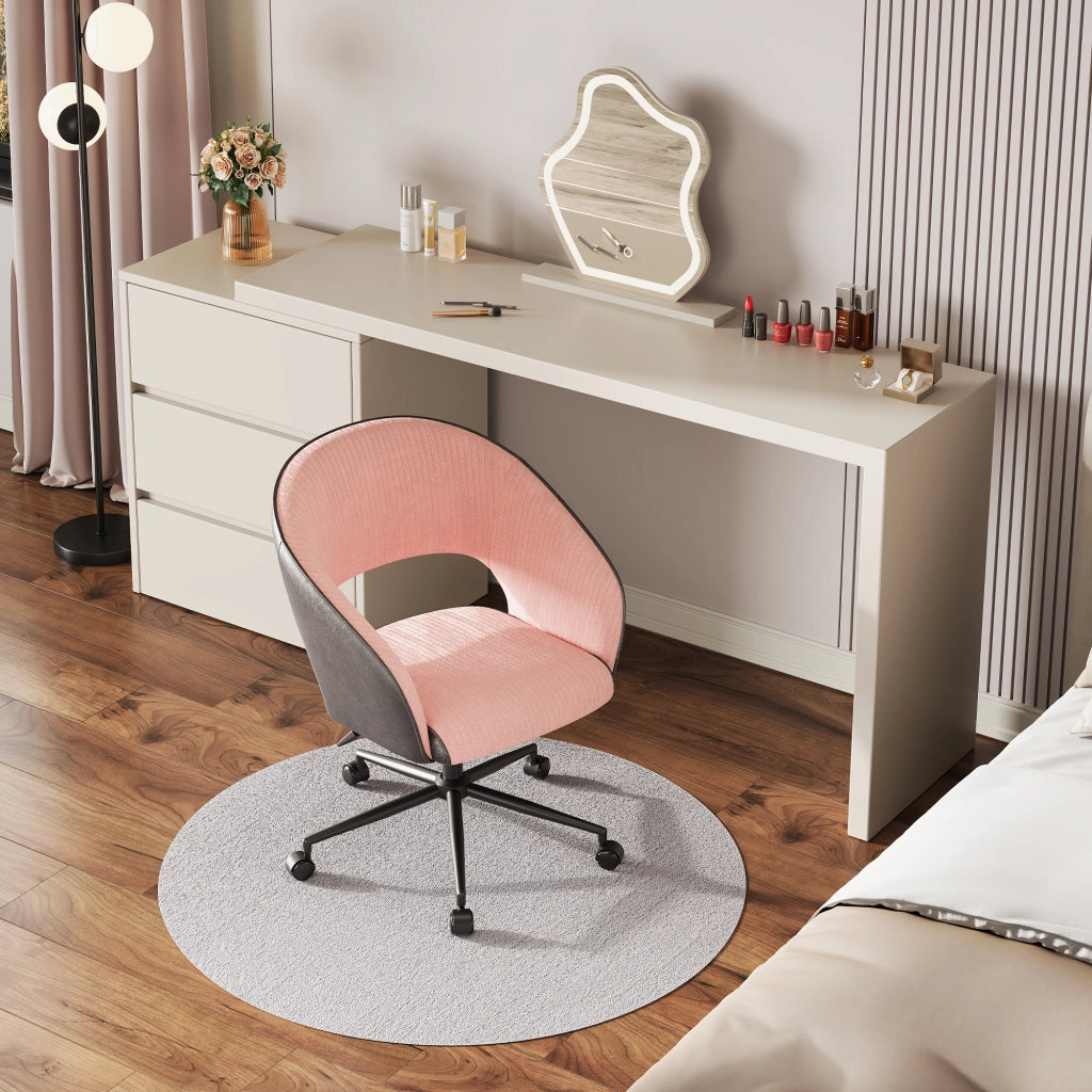 Sedia da ufficio imbottita regolabile in altezza ¨C zephmum ¨C Tessuto e similpelle bianco e grigio scuro