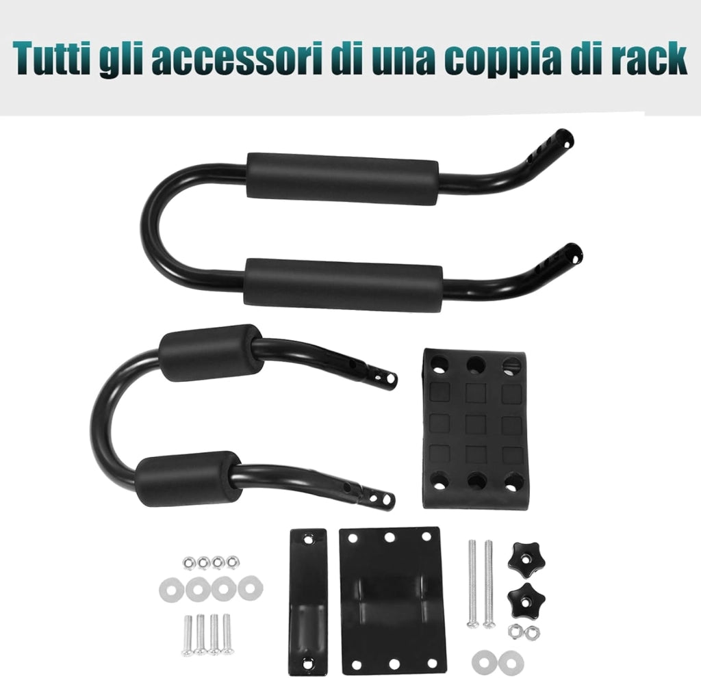 4 Pezzi Supporto da Portapacchi per Auto Porta kayak per Tetto dell'Auto a Forma U con 4 Cinghie Incluse