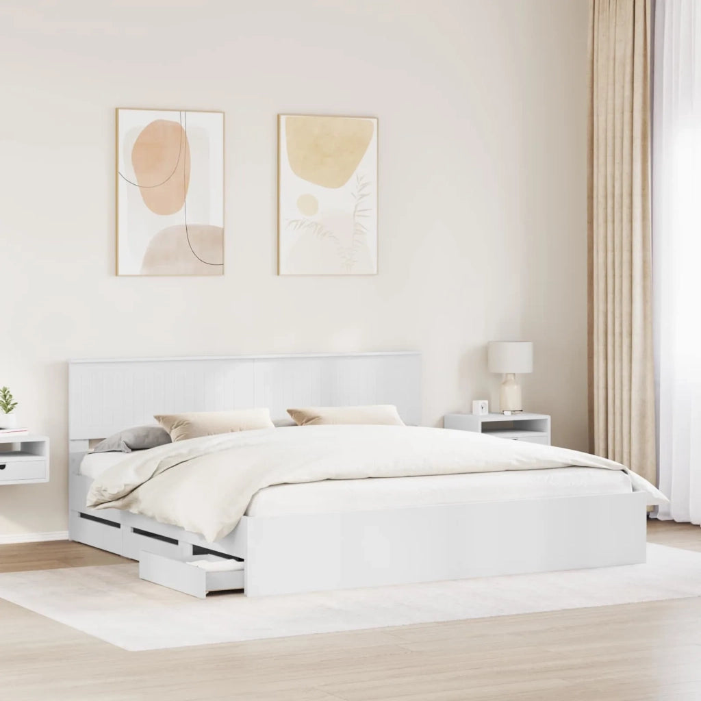 Struttura del letto Bianco 200 x 200 cm Legno Ingegnerizzato