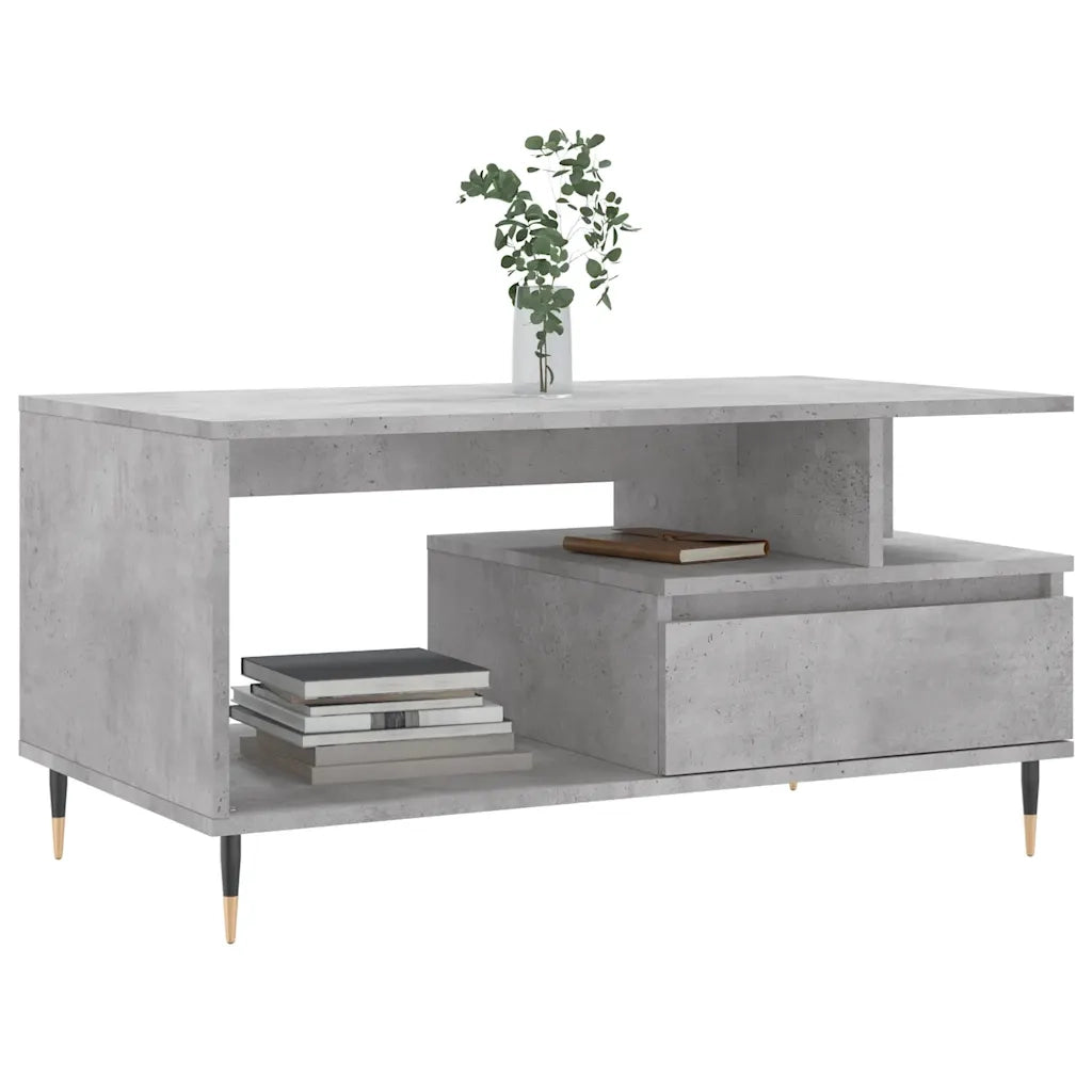 Tavolino Salotto-Tavolino da soggiorno-Tavolo Grigio Cemento 90x49x45 cm Legno Multistrato 348385