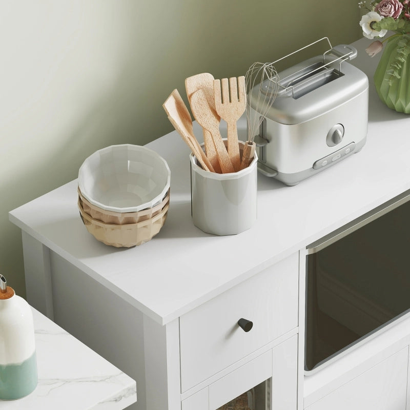 Credenza da cucina con vano per microonde cassetto e ripiano regolabile in legno bianco 80 × 35 × 72,2 cm