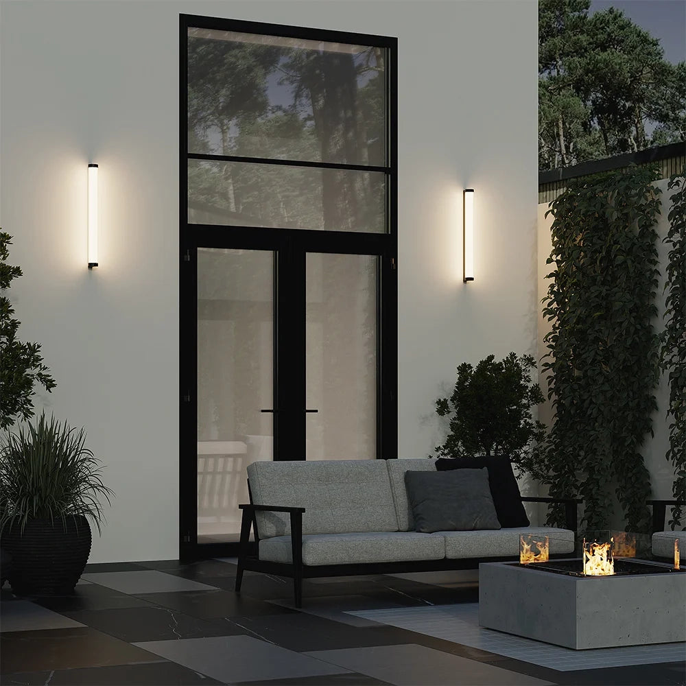 Maytoni Applique moderna Rounge 1 luce LED integrato IP54 nero alluminio