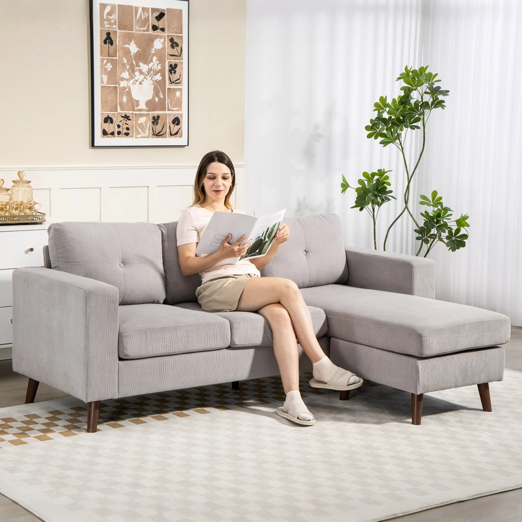 Divano angolare reversibile in velluto ¨C zephmum ¨C grigio chiaro 192x137x84cm