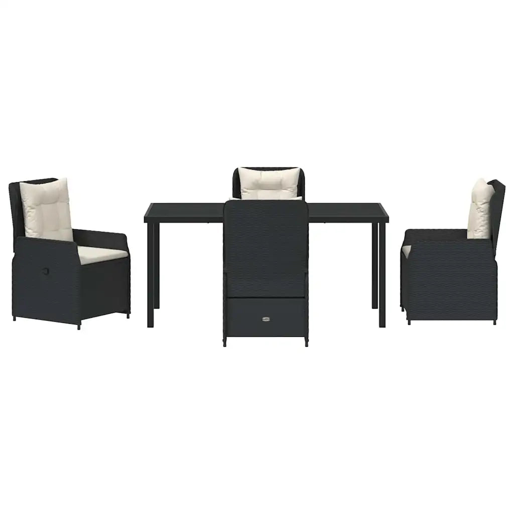Set da Pranzo per Giardino 5 pcs Nero polyrattan 3380942