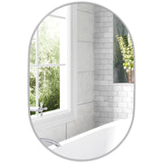 Specchio Bagno da Parete Ovale con Cornice in Alluminio ¨C zephmum ¨C Argento 60x90 cm