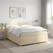 Letto box spring con materasso Crema 140 x 200 cm Tessuto 3450970