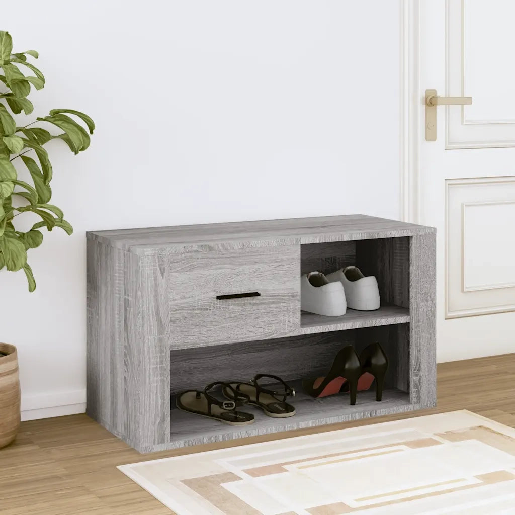 Scarpiera-Scaffale per scarpe Grigio Sonoma 80x35x45 cm in Legno Multistrato