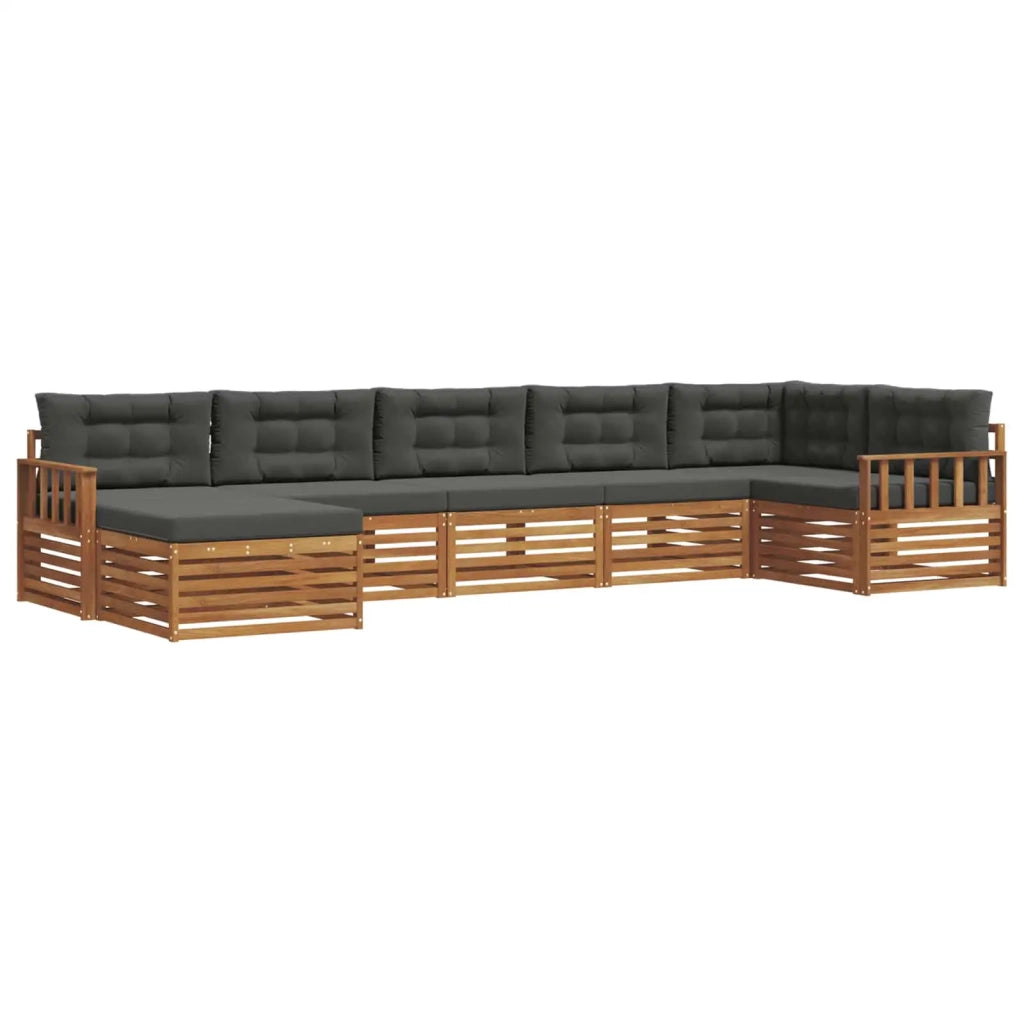 Set divani 7 pcs Naturale e Antracite Legno di Acacia Massello 3373812