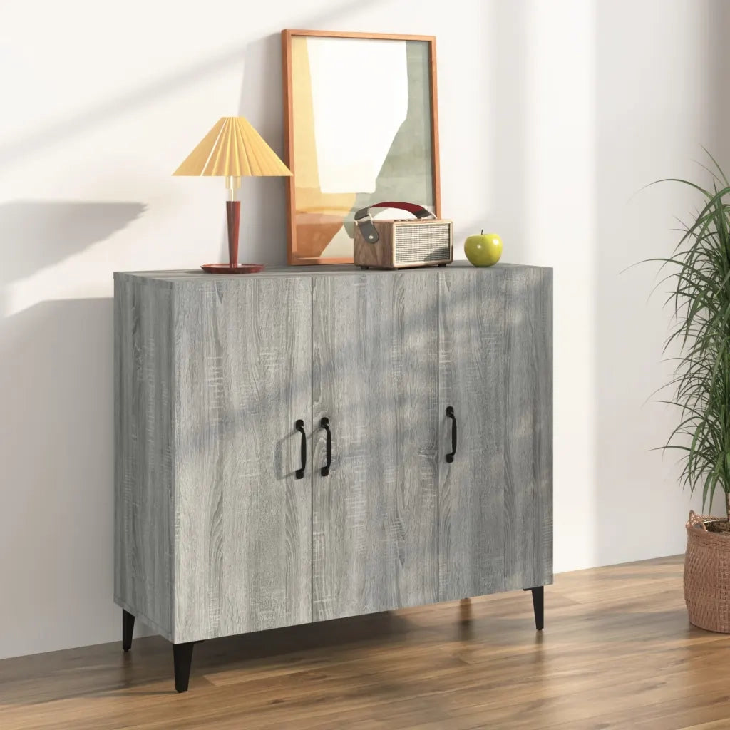 Credenza Grigio Sonoma 90x34x80 cm in Legno Multistrato cod mxl 18587