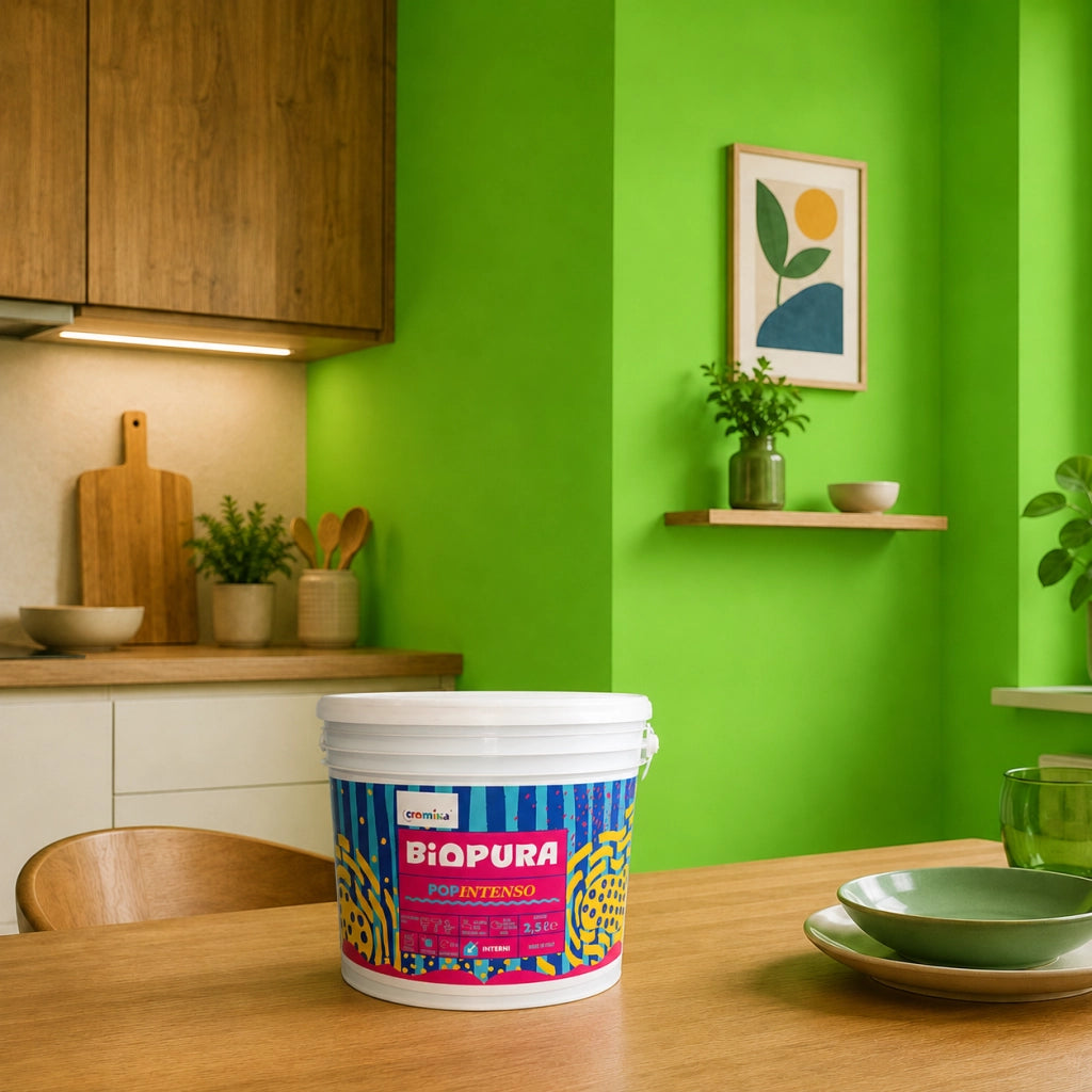 Popintenso palestra e decori interni pittura murale lavabile e coprente cromika *** formato 2.5 lt, colore- verde fla...