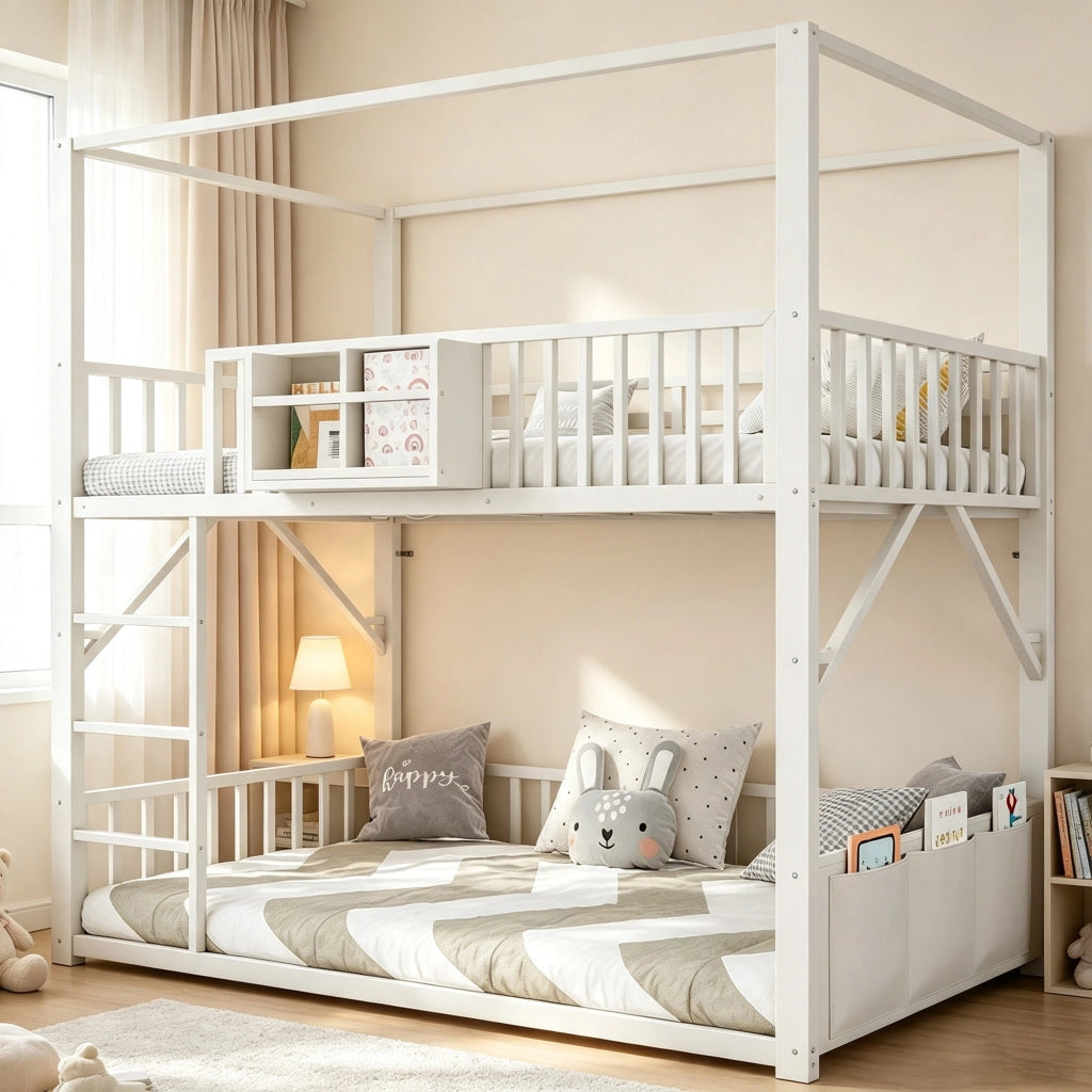 Letto a soppalco per bambini ¨C Minimal ¨C bianco metallo 90x200cm