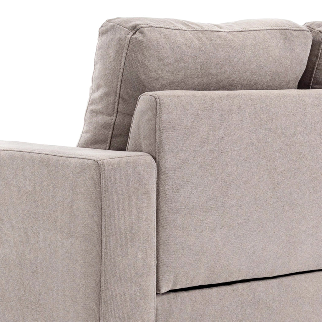 Divano angolare reversibile in tessuto con chaise longue, cuscini sfoderabili e struttura in legno, grigio chiaro