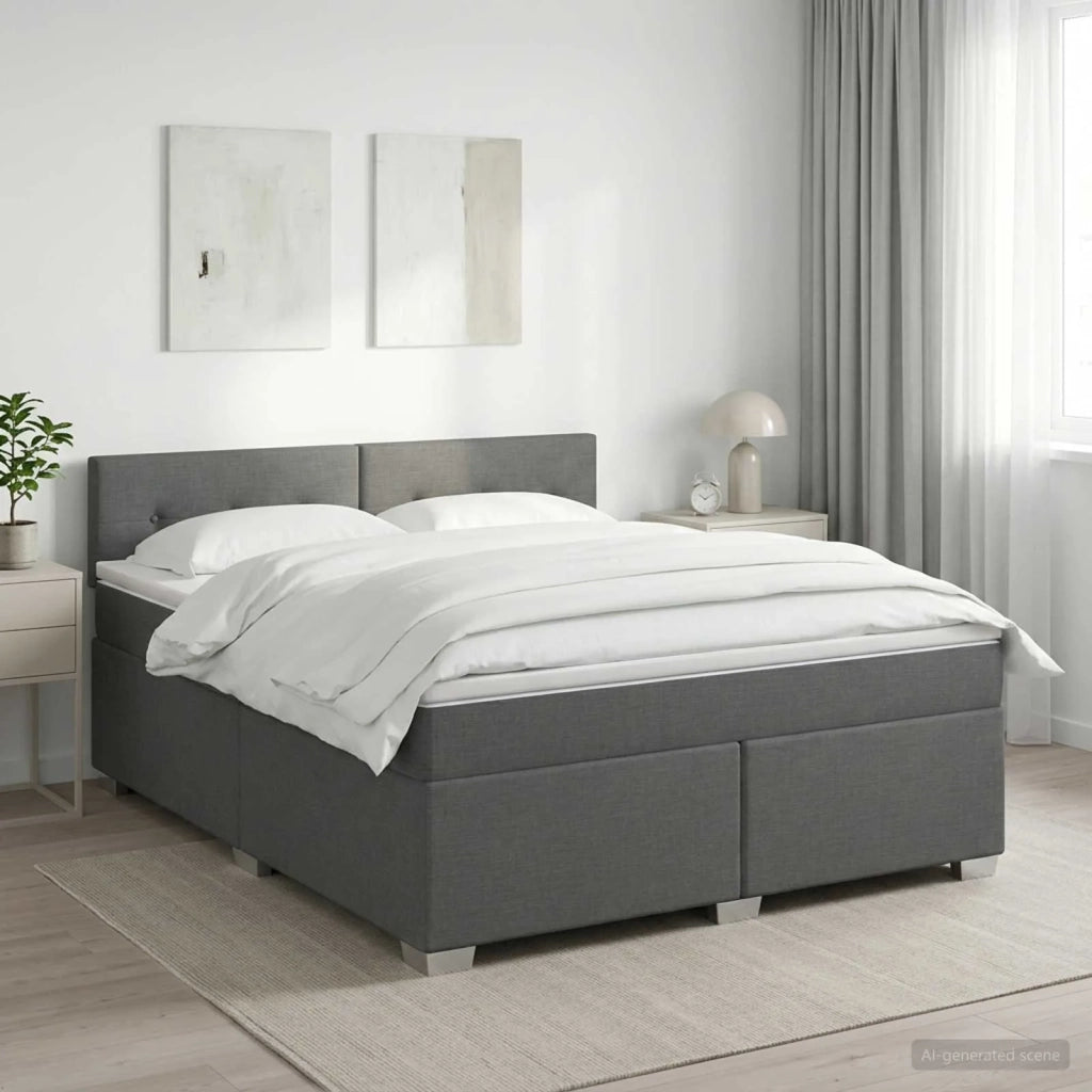Letto box spring con materasso Grigio Scuro 180 x 200 cm 3450538