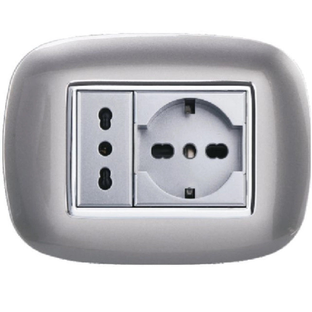 Trade Shop - Placca Oval 3 4 6 Moduli Colore Silver Compatibile Con Bticino Axolute -