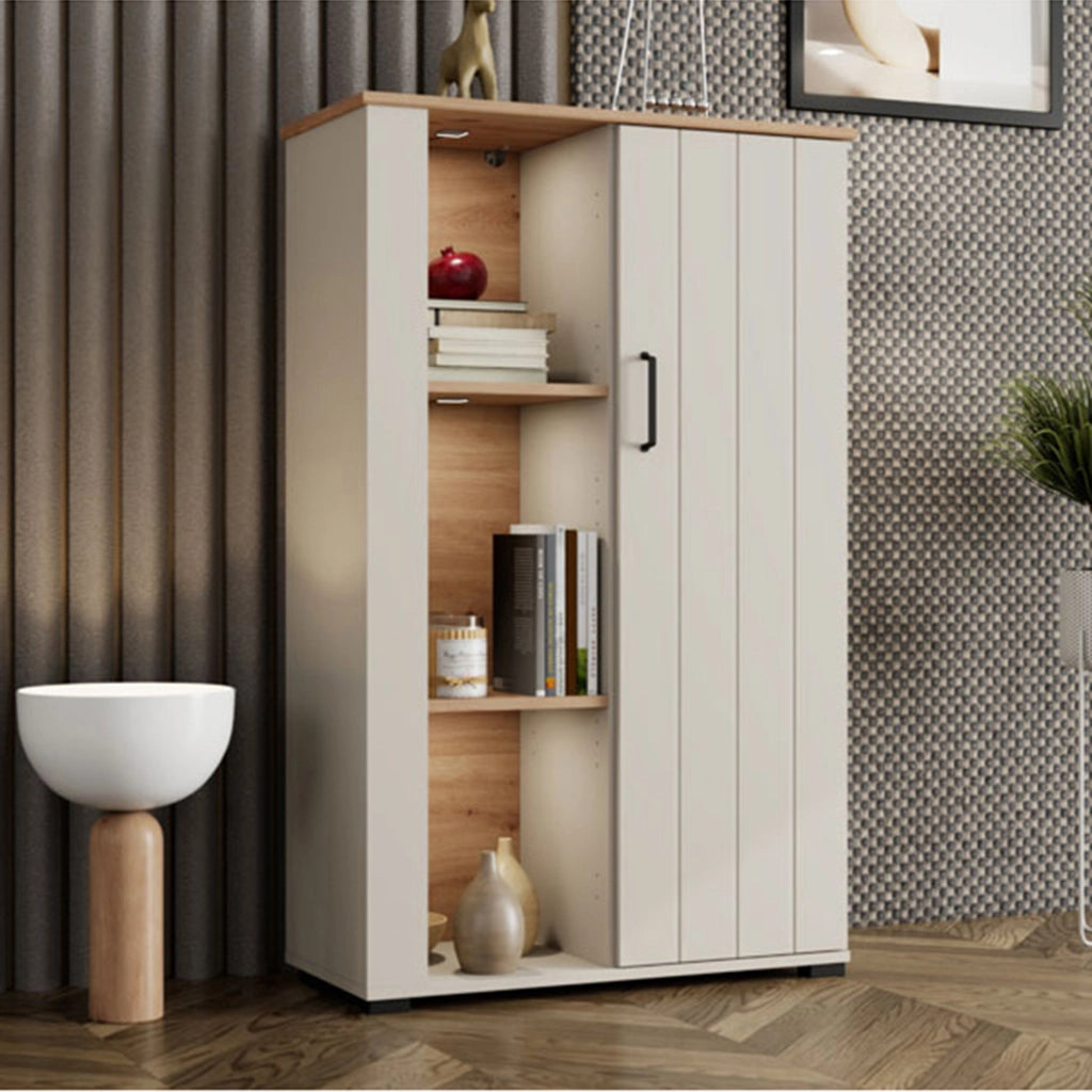 Mobile Espositore Farra, Vetrina 4 Ripiani, 79x36x127h cm Bianco Crema