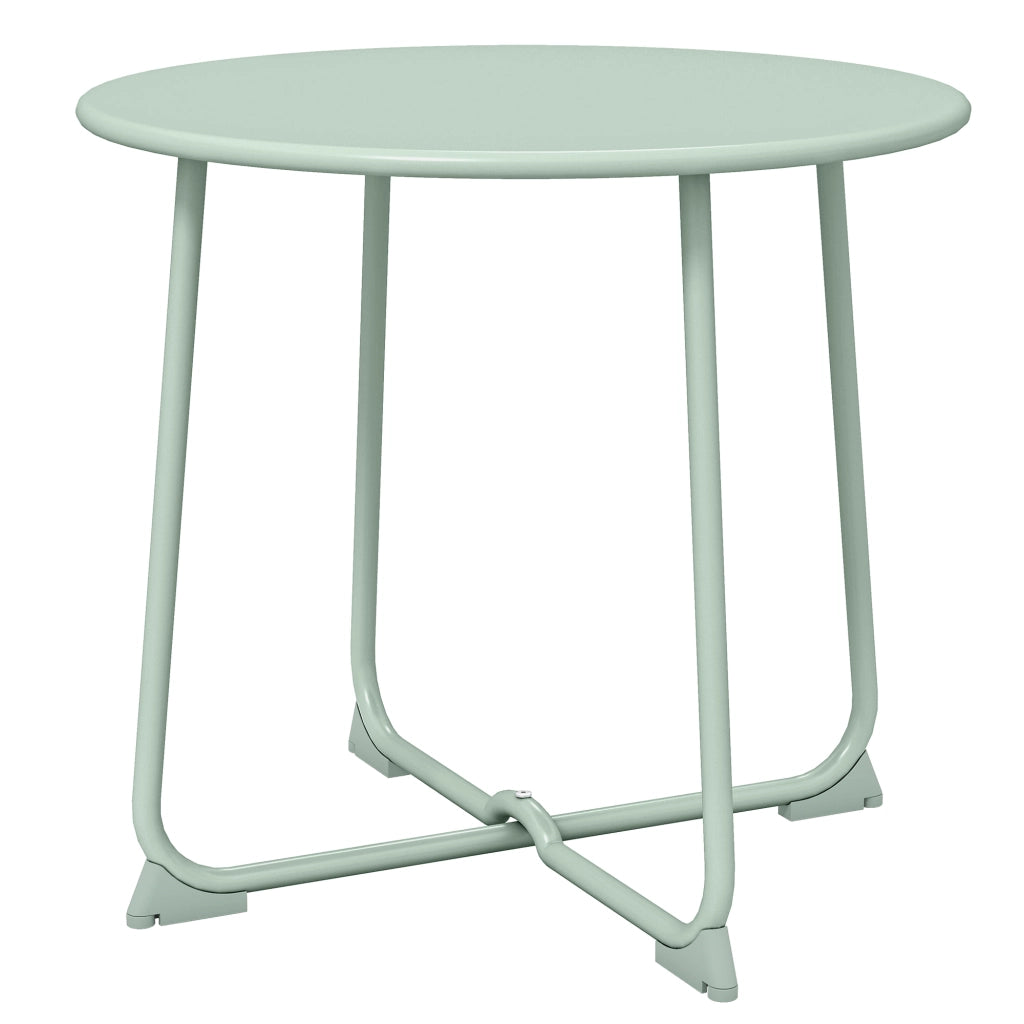 Tavolino da giardino rotondo ¨C zephmum ¨C verde scuro, metallo, ?50x45.5 cm