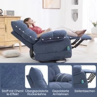 Poltrona Massaggiante Riscaldante Reclinabile Girevole, fino a 150 kg, Telaio in Metallo, 98x90x98cm, Blu