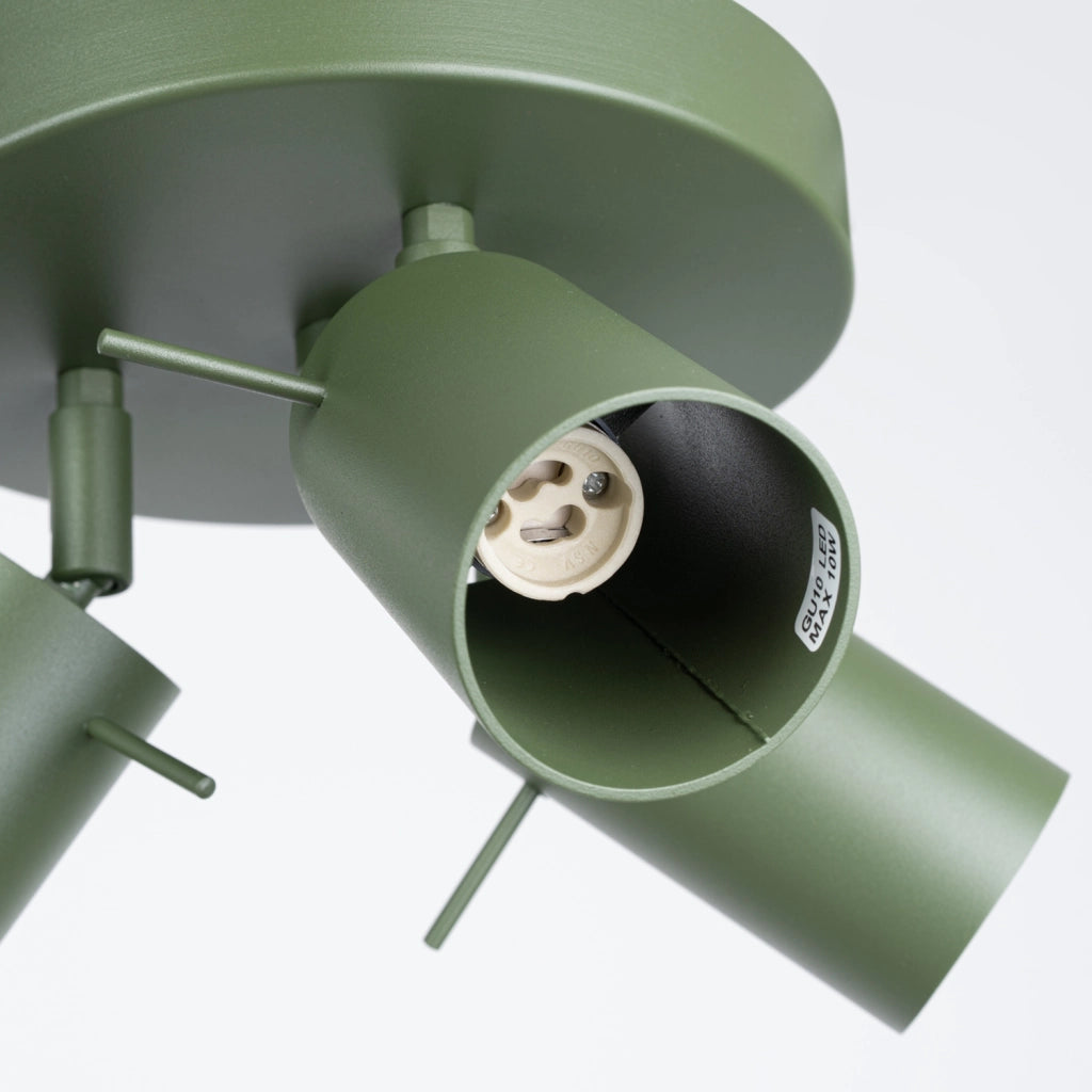 Plafoniera minimal verde oliva Ø20 3 spot GU10 Torque